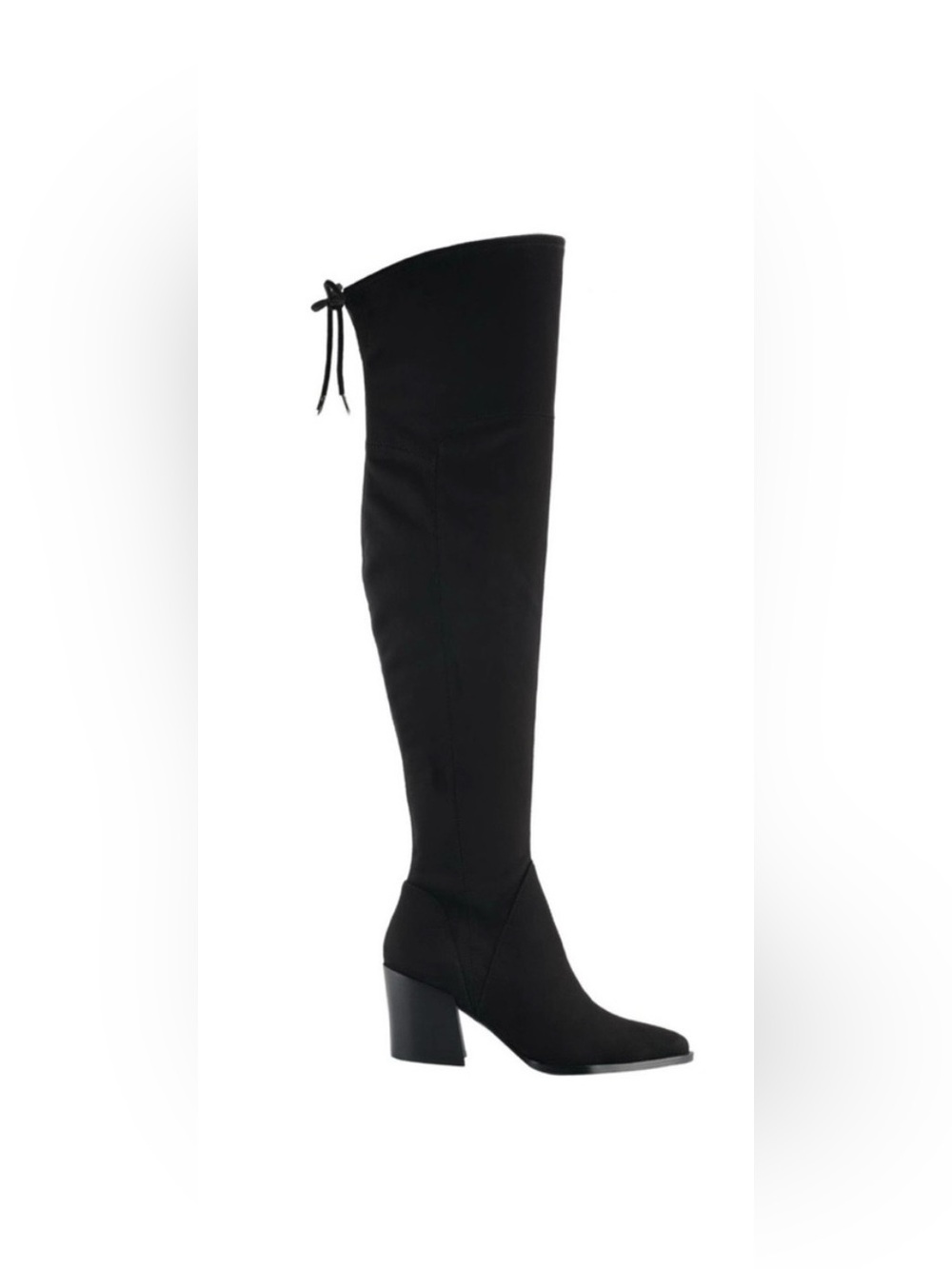 Marc Fisher Black Over-the-Knee Stretch Boot with Back Tie